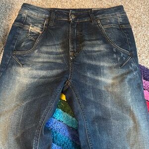 Diesel distressed fayza relaxed boyfriend low waist jeans